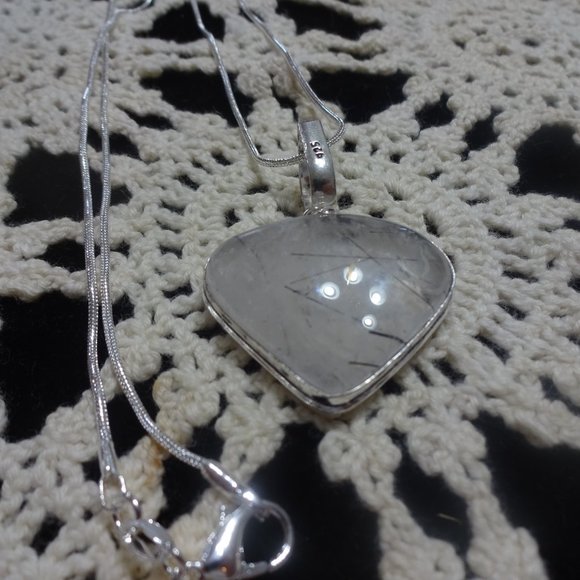 Beautiful "TOURMALINE QUARTZ" Handmade Sterling Pendant/Chain #138B - Picture 2 of 3